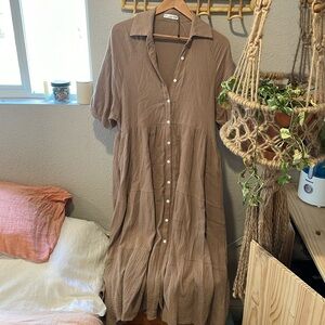 Tiered gauze maxi dress oversized XL